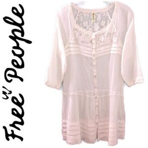 Free People White Boho Lace Scoop Neck Dress